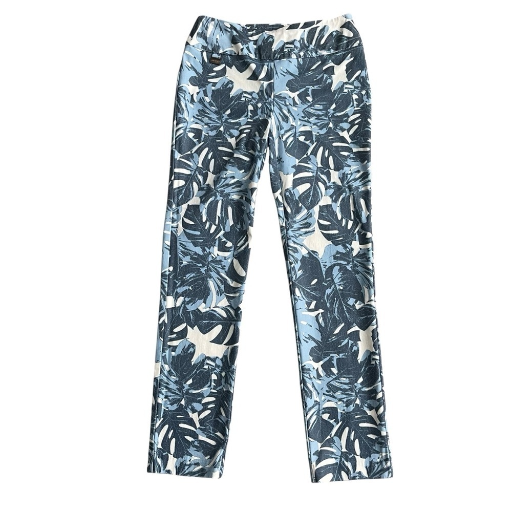 Lisette Stretchy Slimming Pull On Ankle Pants Women’s Size 2 Tropical Leaf Print